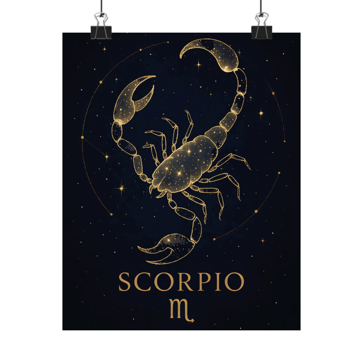 Scorpio Zodiac Constellation Matte Poster – Golden Scorpion Astrology Wall Art Print (Multiple Sizes)