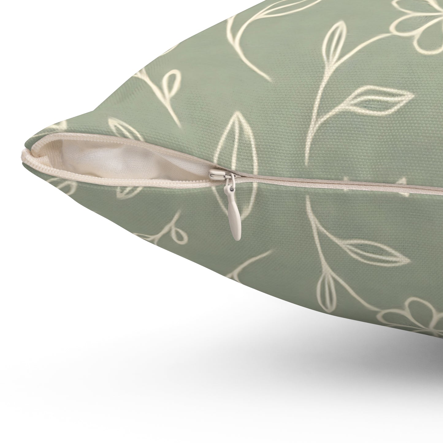 Sage Green Floral Throw Pillow – Minimalist Botanical Cushion with Double-Sided Print, Multiple Sizes