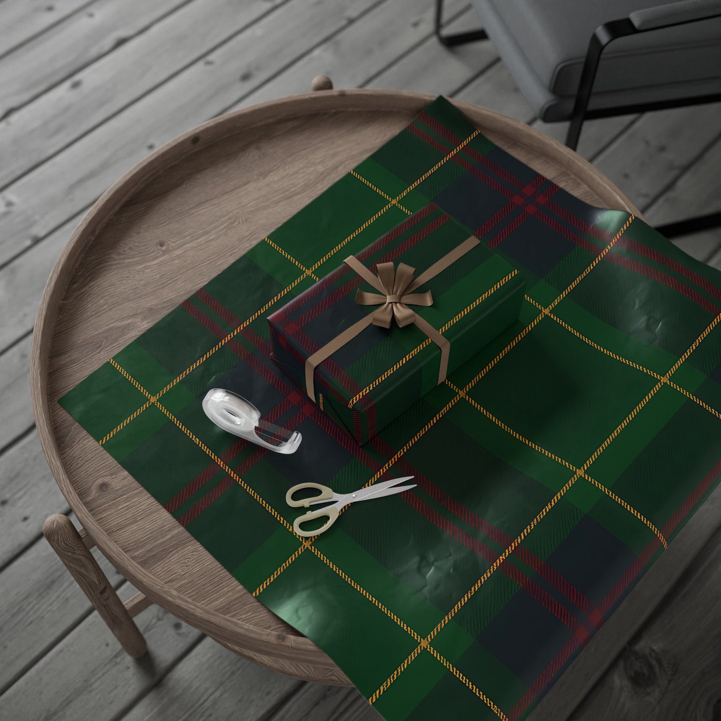 Classic Green Plaid Wrapping Paper – Tartan Check Gift Wrap in Glossy or Matte Finish