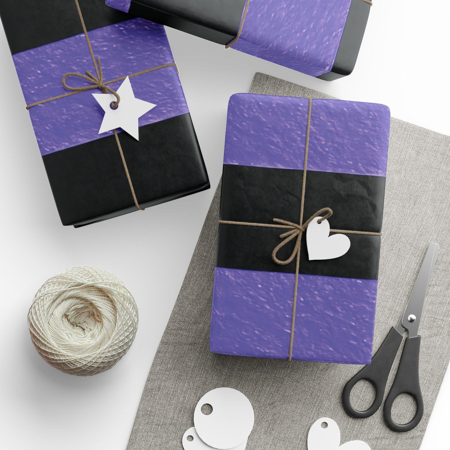 Black and Purple Striped Luxury Wrapping Paper – Glossy or Matte Finish, Durable 90gsm