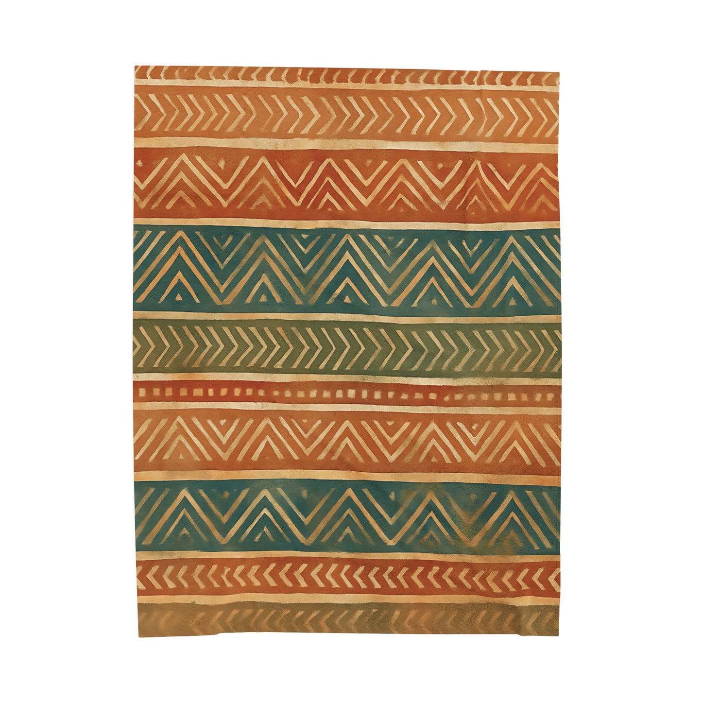 Tribal Aztec Velveteen Plush Blanket - Soft Boho Throw with Earth Tones and a Vibrant Geometric Print