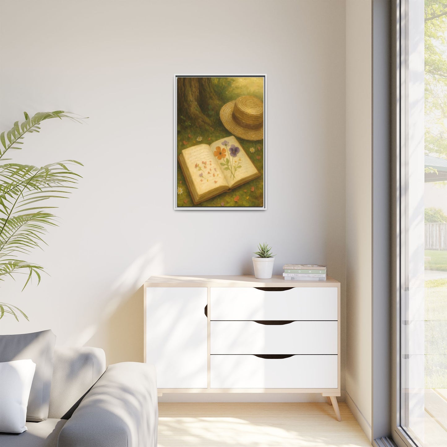 Pressed Flowers in the Shade – Framed Matte Canvas Nature Scene