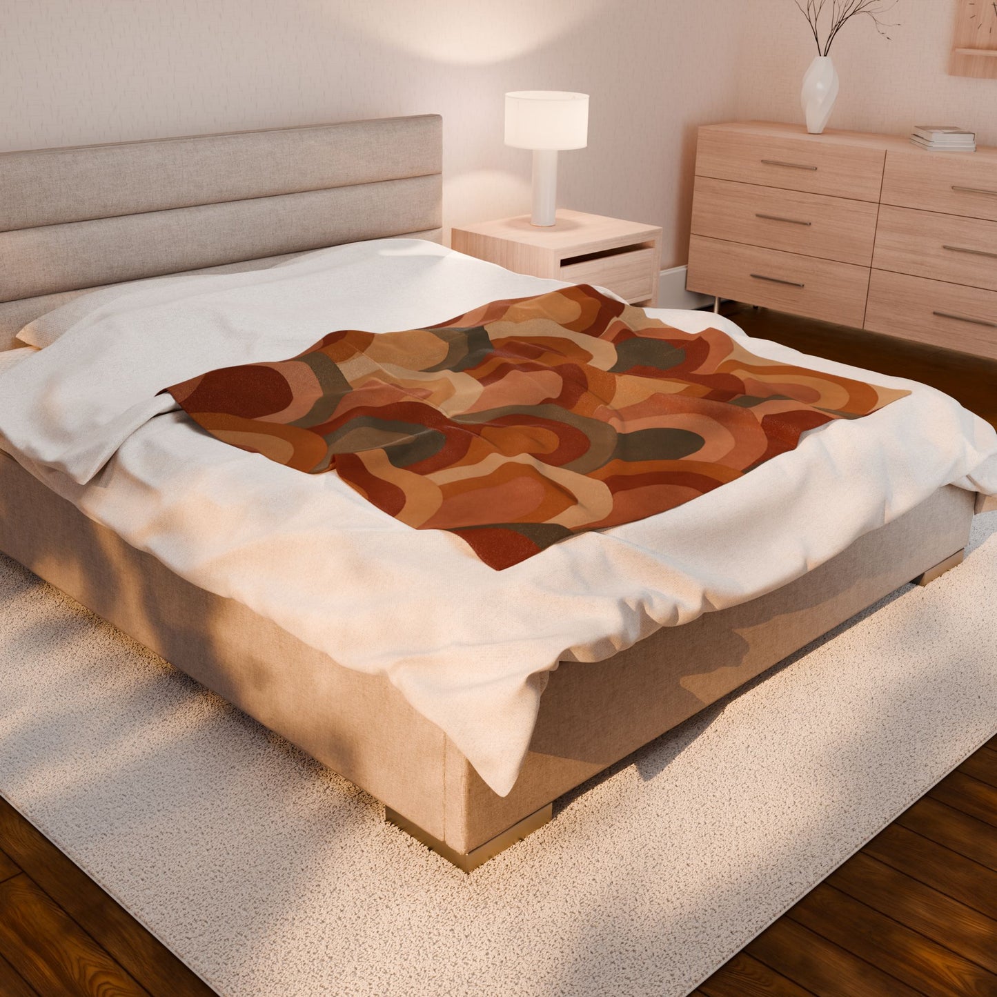 Retro Earth-Tone Rainbow Arch Velveteen Plush Blanket
