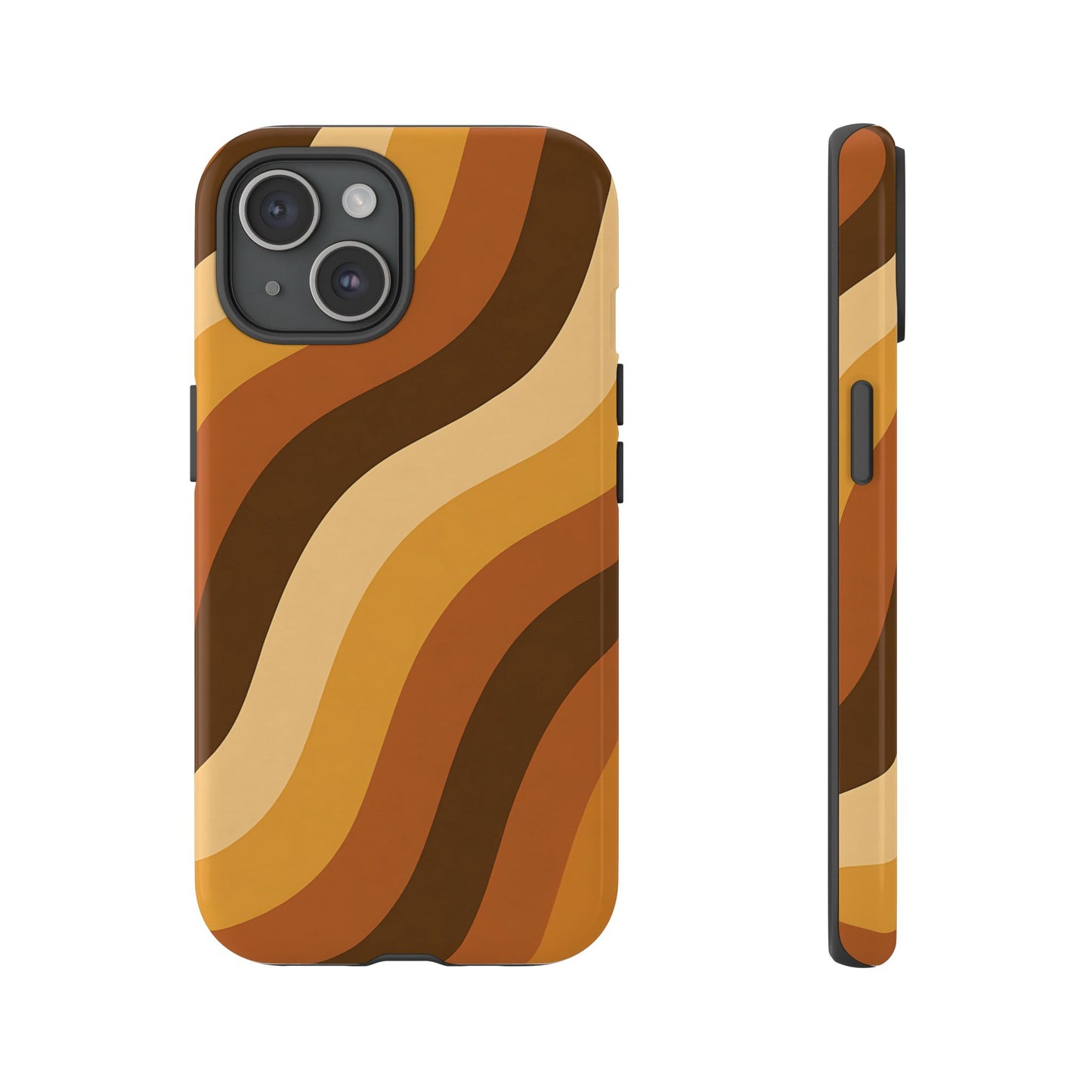 Retro Wave Stripes iPhone Case – 70s-Inspired Earth Tone Swirl Design