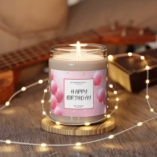 Happy Birthday Soy Candle - Pink Balloons