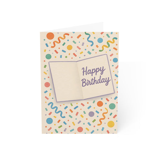 Confetti Celebration Birthday Greeting Card – Premium 270gsm Paper, Includes Envelope