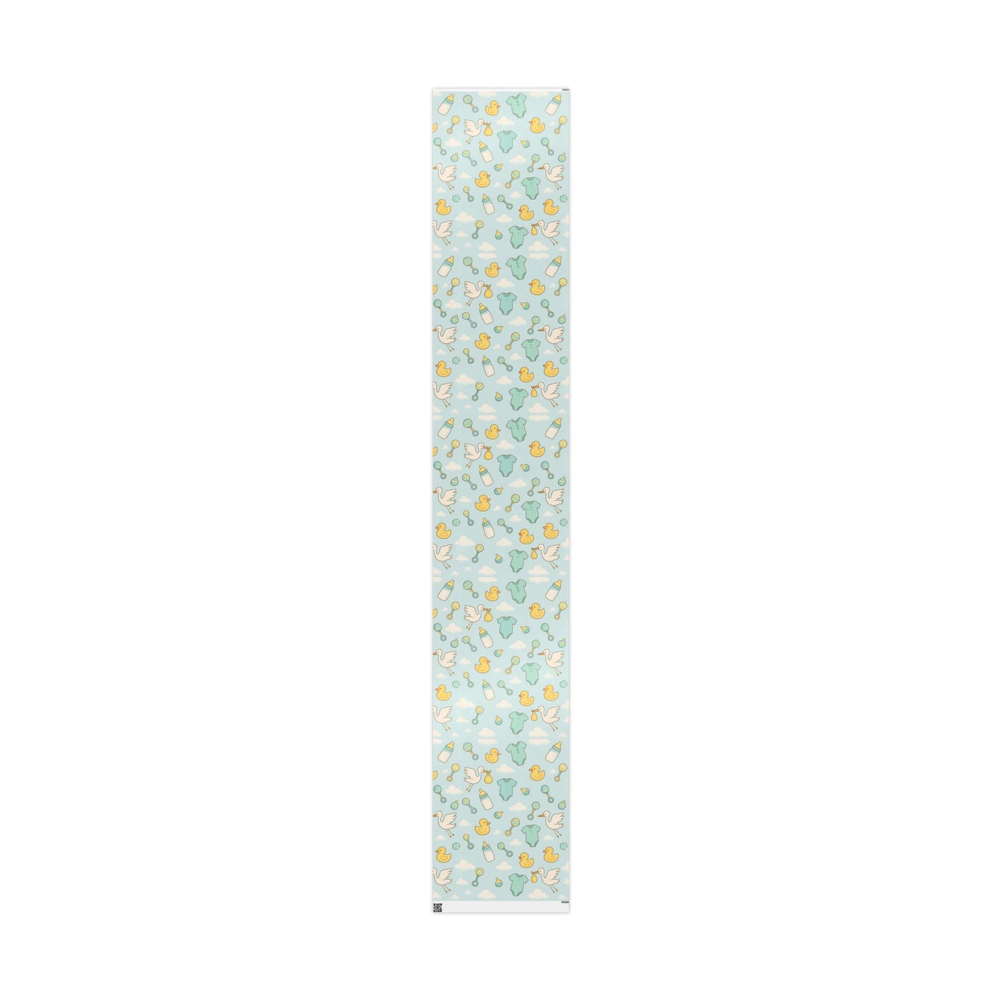 Baby Shower Wrapping Paper – Storks, Ducks & Baby Essentials on Sky Blue
