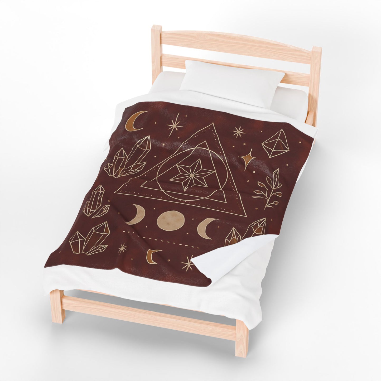 Mystic Celestial Crystal Plush Blanket – Boho Geometric Velveteen Throw for Adults