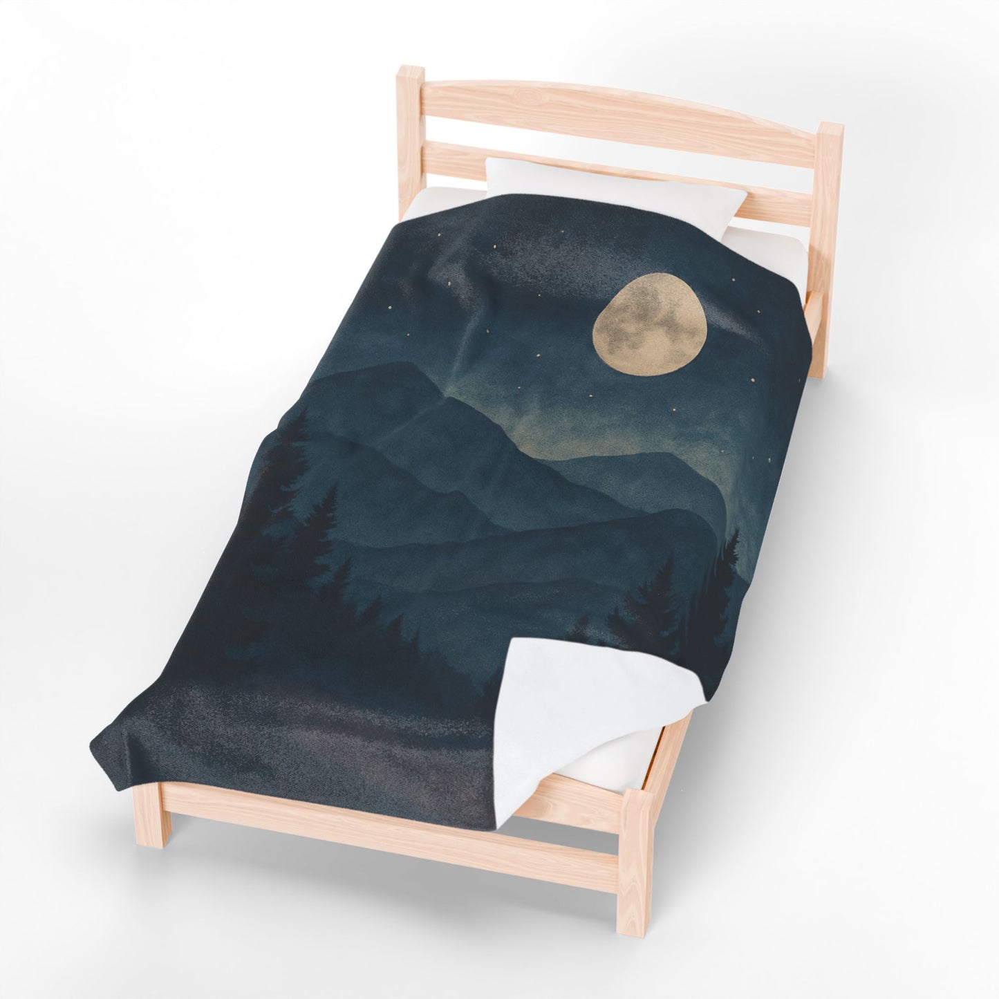Moonlit Mountain Forest Velveteen Plush Blanket