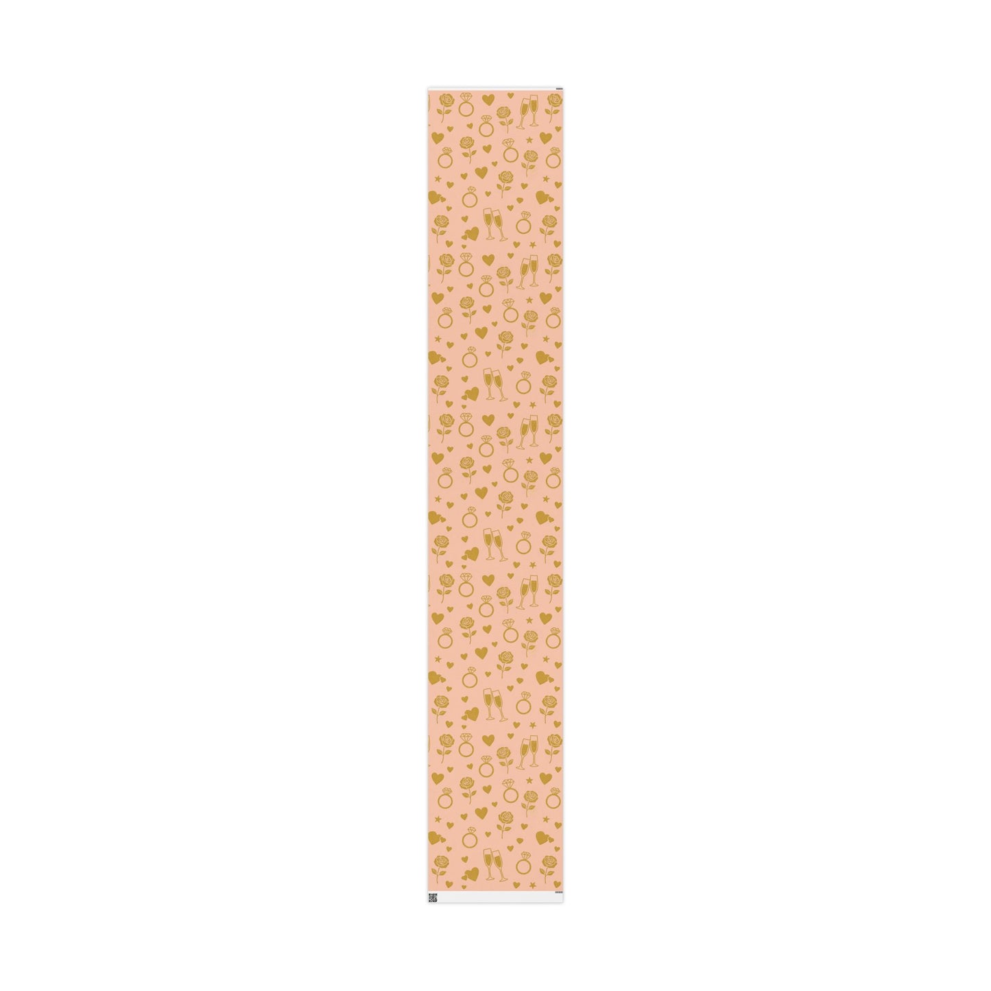 Romantic Celebration Wrapping Paper – Rings, Roses & Champagne on Blush Pink