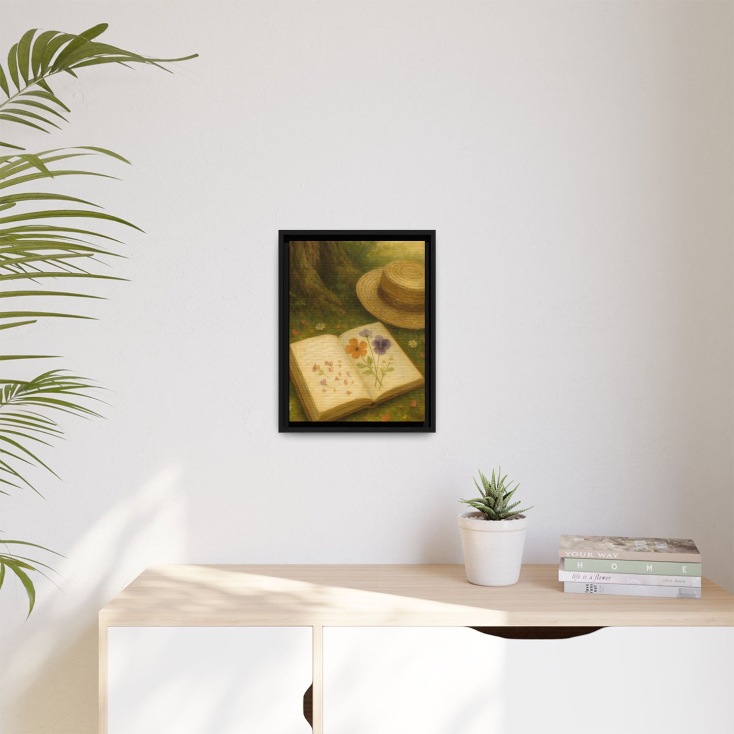Pressed Flowers in the Shade – Framed Matte Canvas Nature Scene