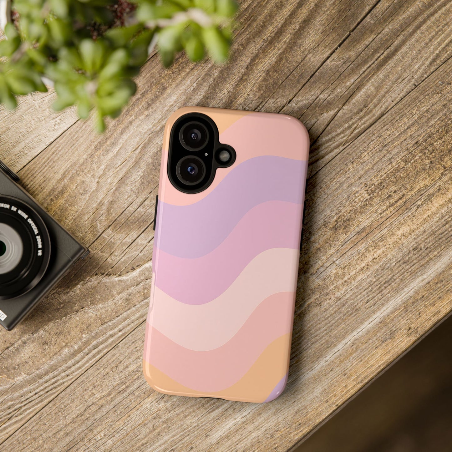 Retro Sunset Wave Phone Case – Groovy Pastel Abstract Design