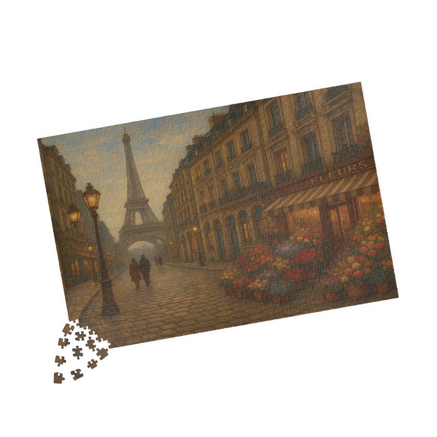 Paris Evening Stroll Puzzle – Eiffel Tower & Flower Shop Scene