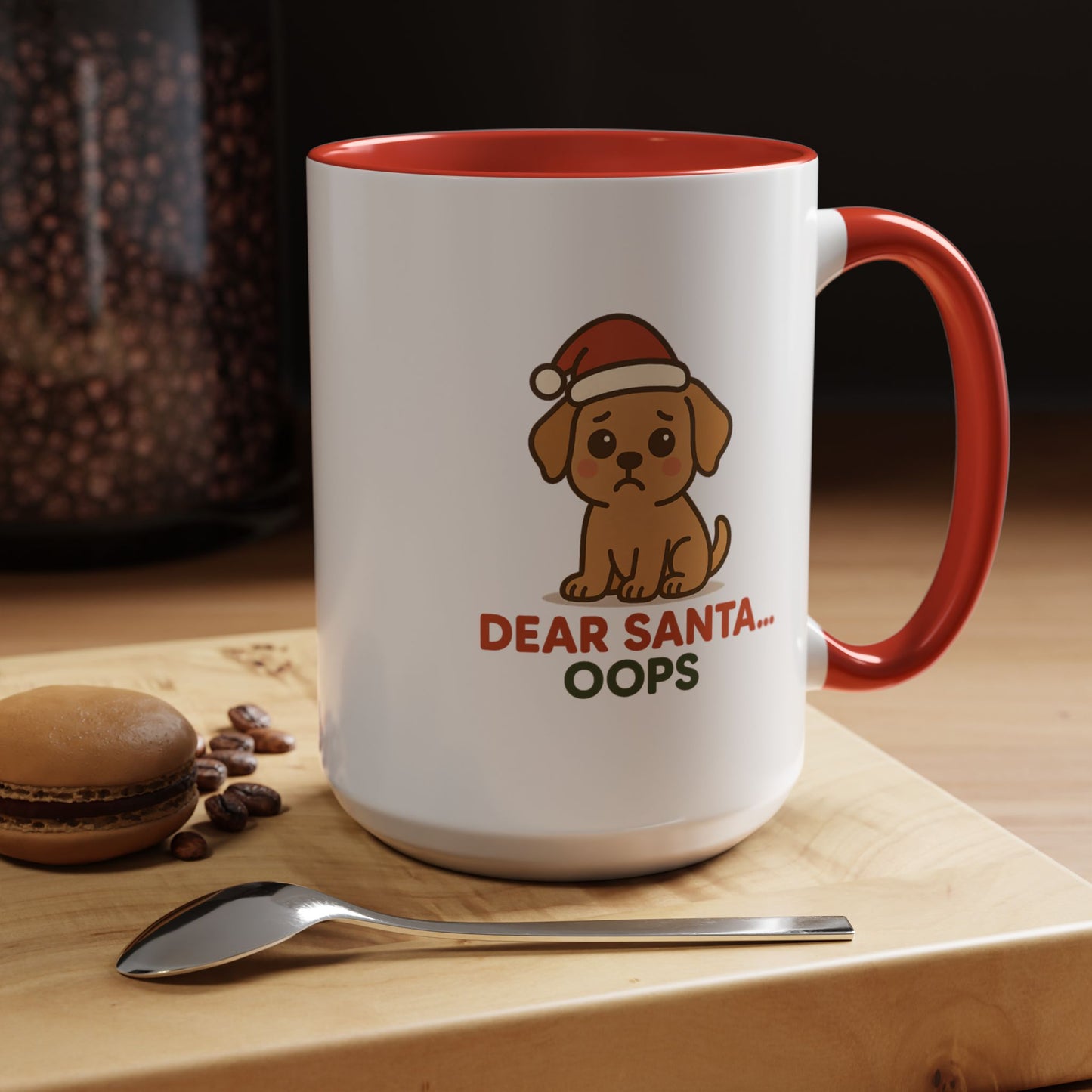 Cute Puppy “Dear Santa… Oops” Christmas Mug – Festive Holiday Dog Design, 11oz & 15oz Ceramic Coffee Cup