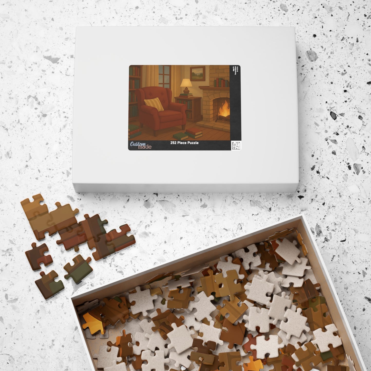 Cozy Reading Nook Jigsaw Puzzle – Fireplace & Armchair Scene