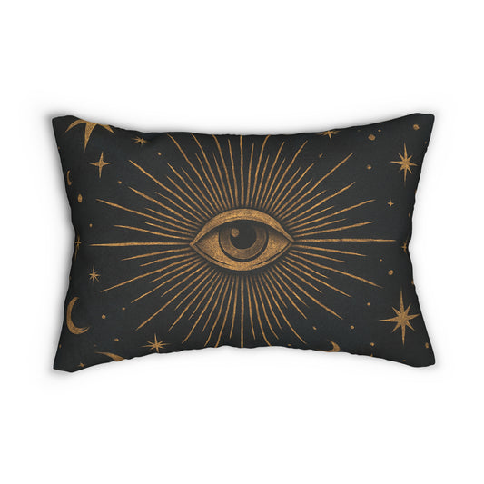 Mystic Eye & Celestial Lumbar Pillow – Boho Starry Night Throw Pillow