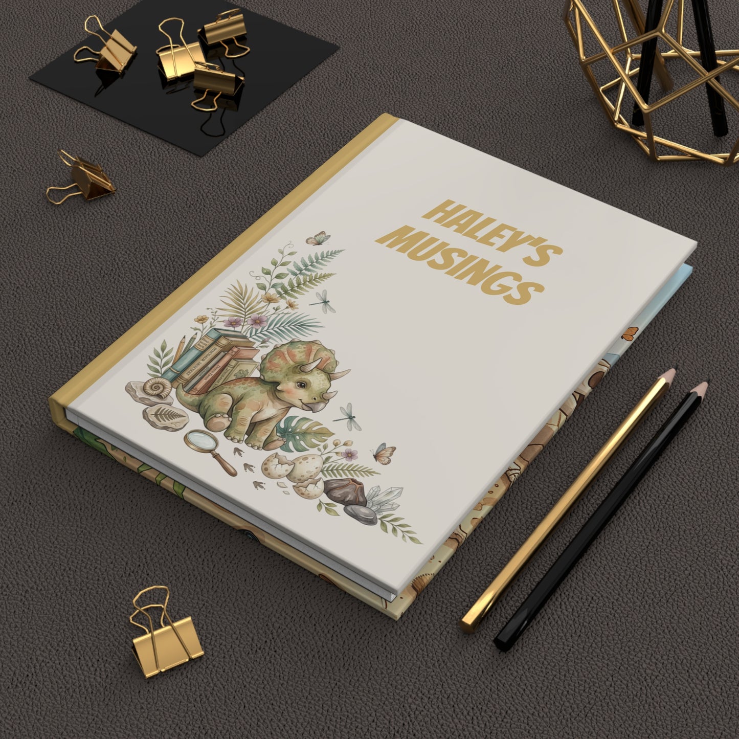 Hardcover Journal — Personalized "Haley's Musings" Nature & Dinosaur Keepsake