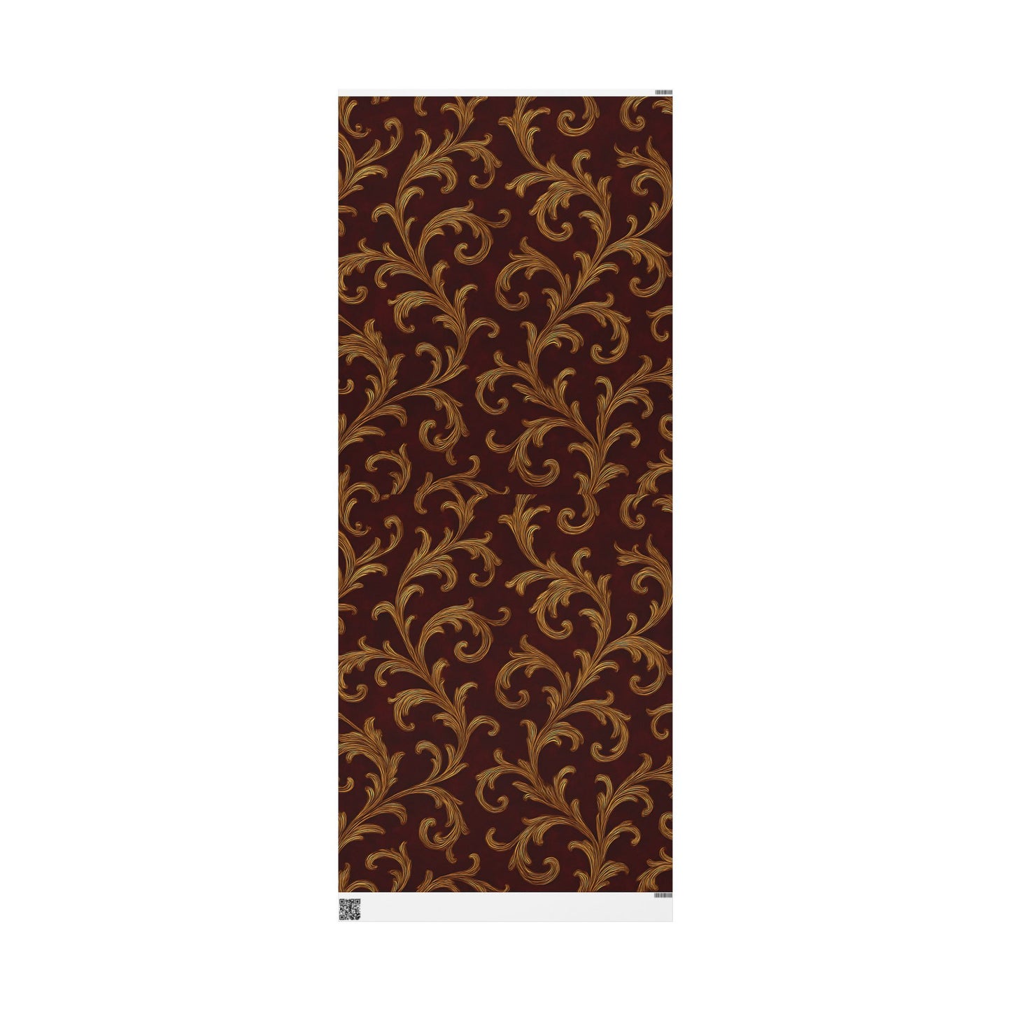 Burgundy & Gold Baroque Scroll Wrapping Paper – Luxurious Gift Wrap in Glossy or Matte Finish