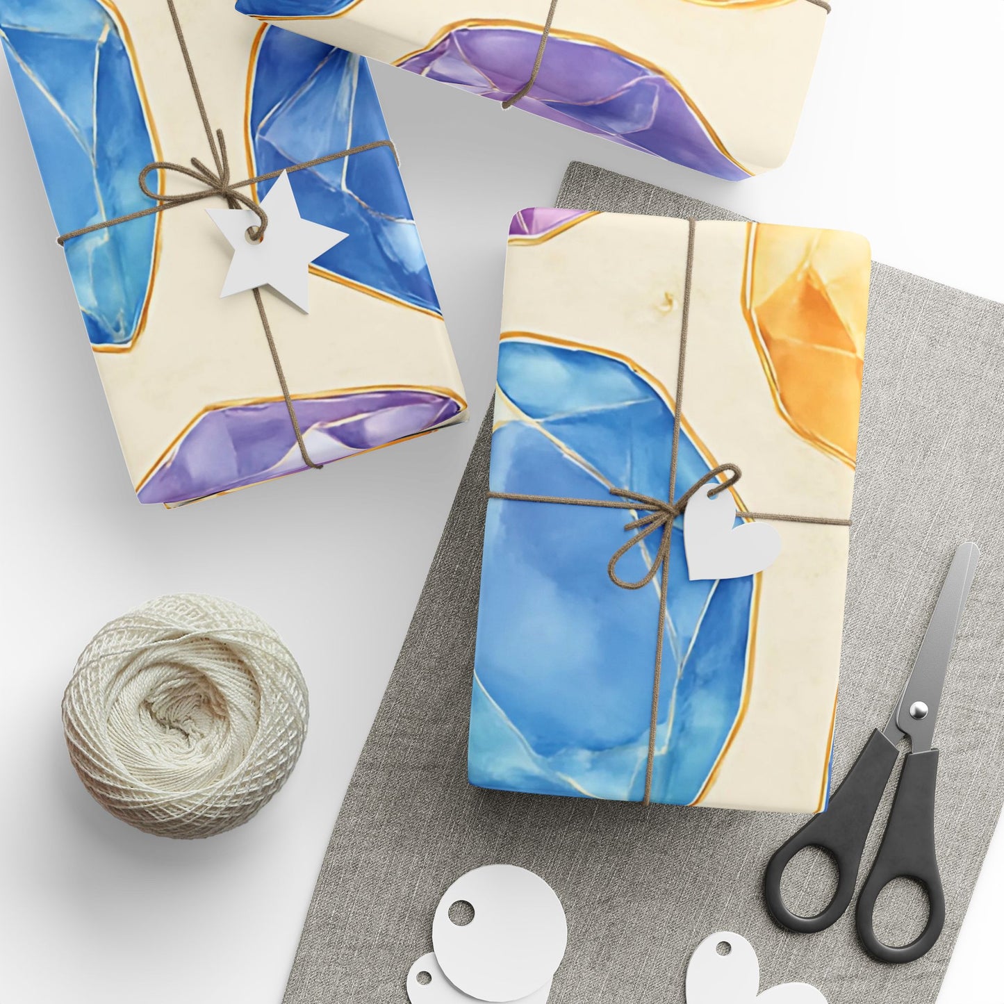 Colorful Gemstone Wrapping Paper – Luxury Gift Wrap with Jewel Print in Glossy or Matte Finish.