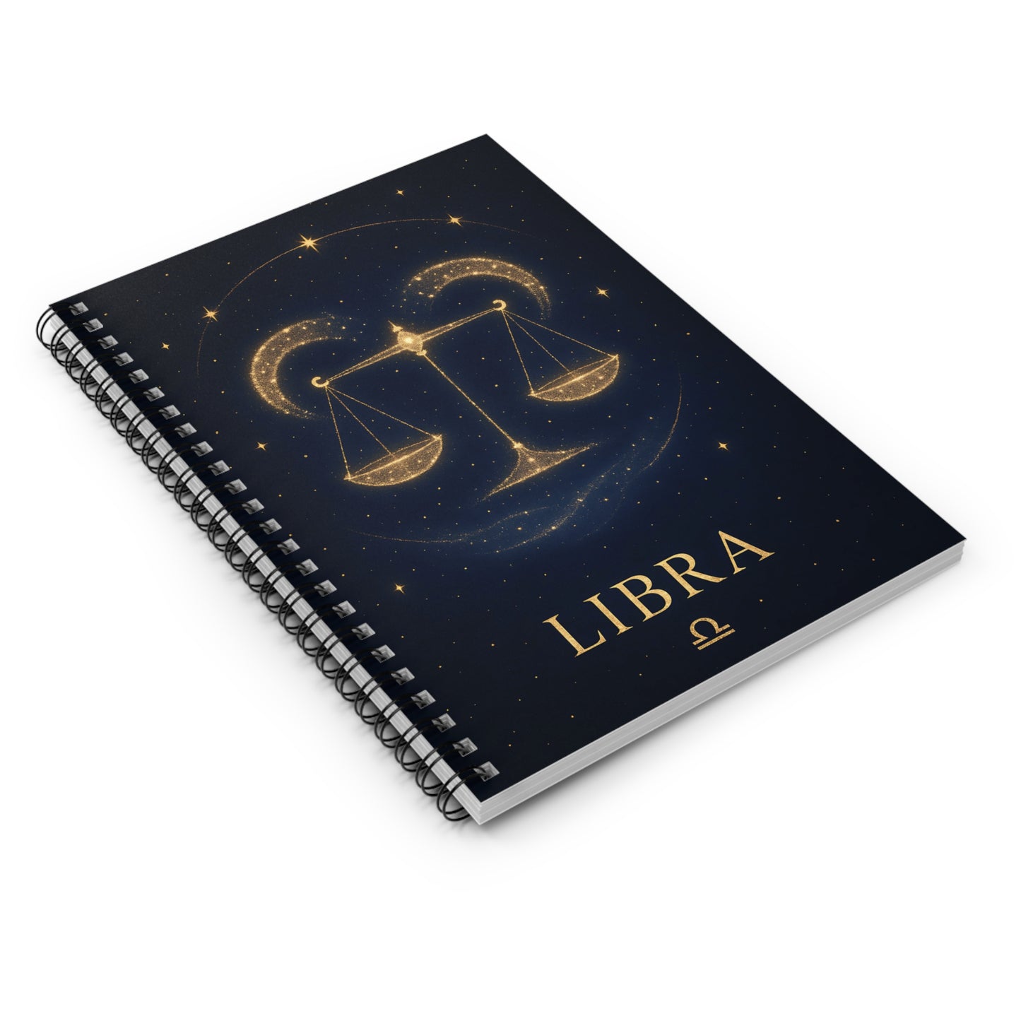 Libra Zodiac Galaxy Spiral Notebook – Celestial Astrology Writing Journal (6" x 8", 118 Pages)