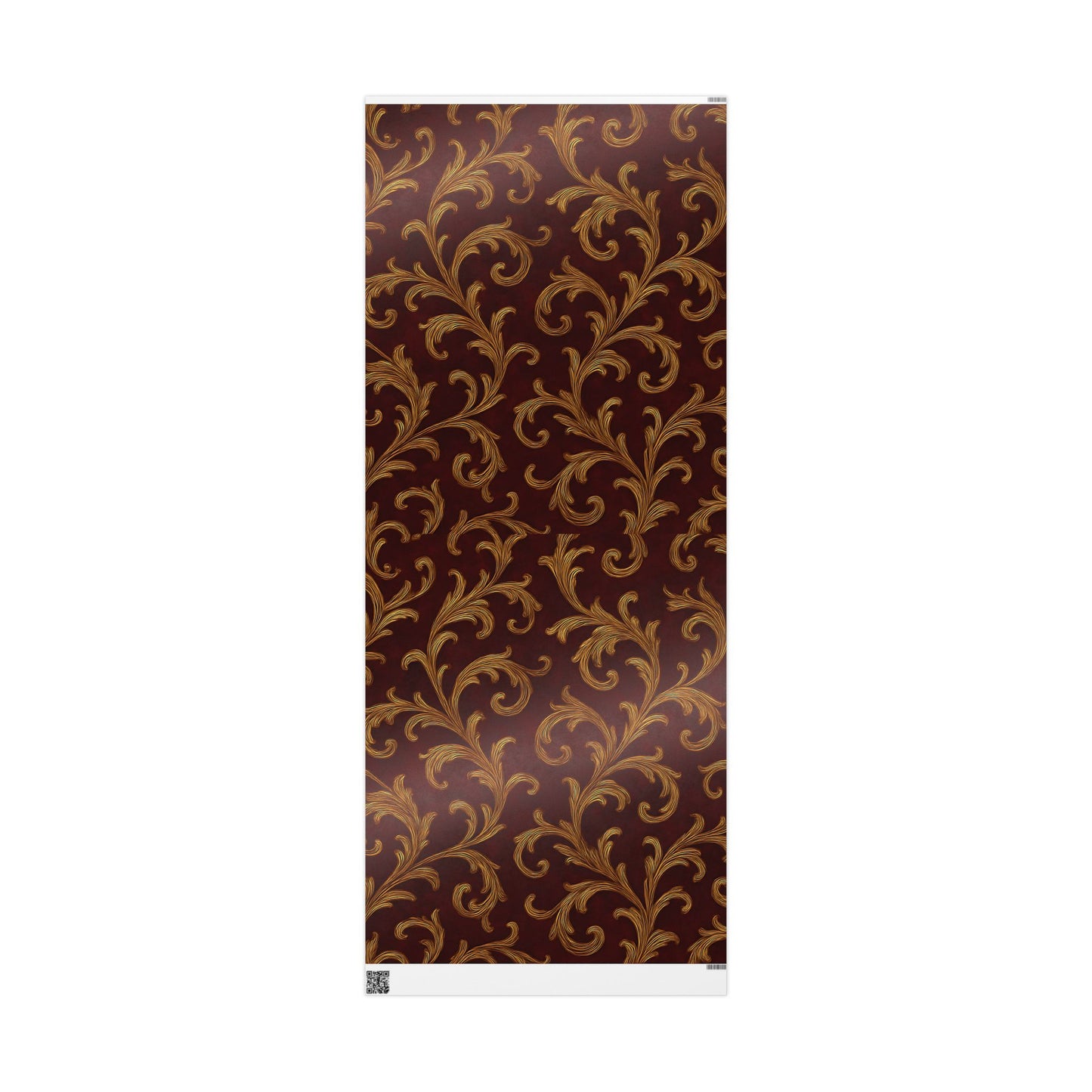 Burgundy & Gold Baroque Scroll Wrapping Paper – Luxurious Gift Wrap in Glossy or Matte Finish