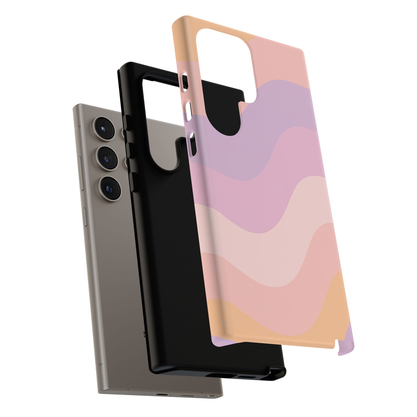 Retro Sunset Wave Phone Case – Groovy Pastel Abstract Design
