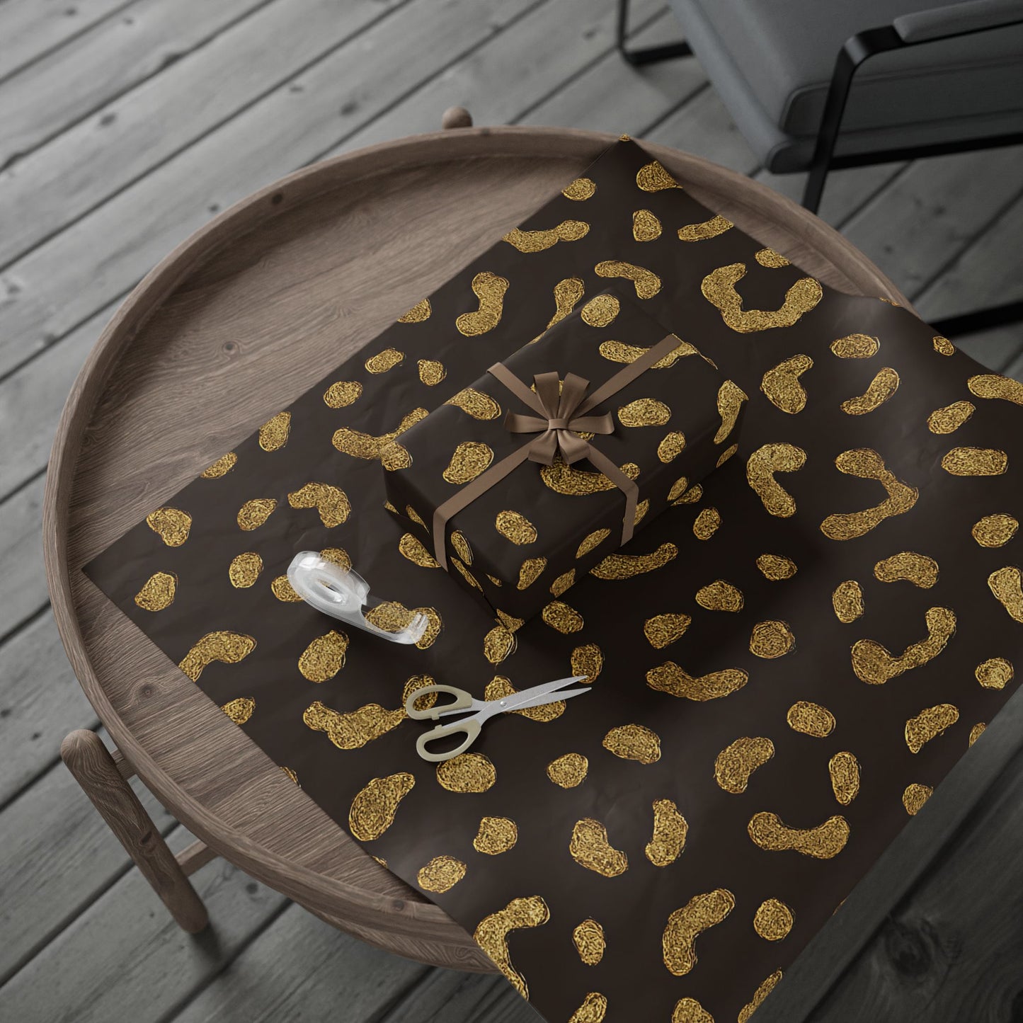 Gold Leopard Print Wrapping Paper – Luxe Animal Print Gift Wrap in Glossy or Matte Finish