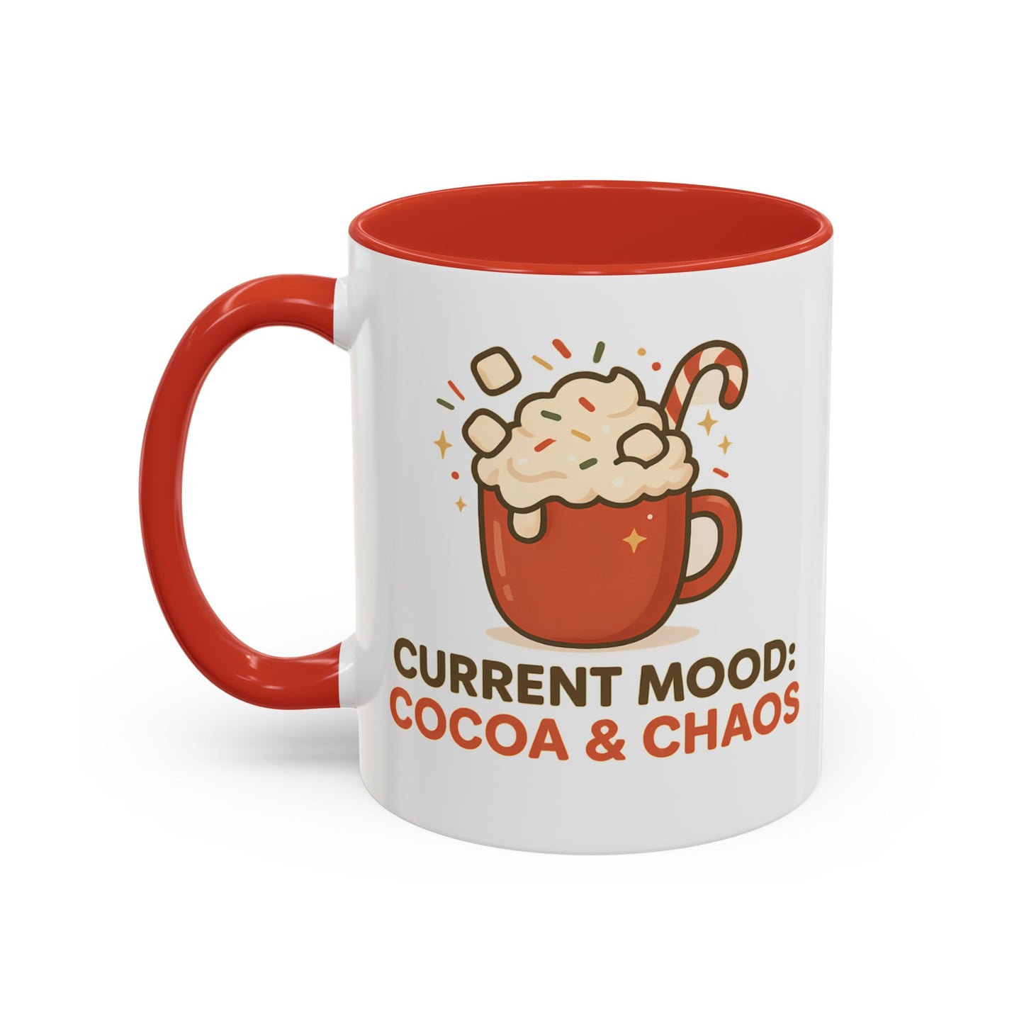 Current Mood: Cocoa & Chaos Holiday Mug – Festive Hot Cocoa Coffee Cup, 11oz & 15oz Ceramic