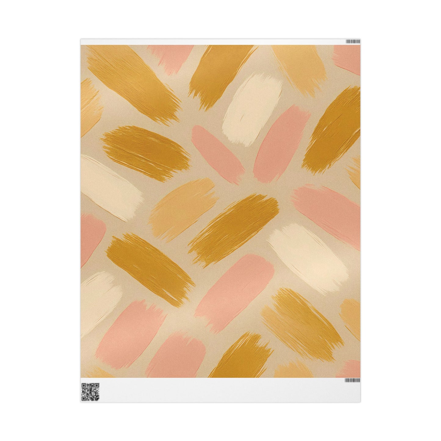 Golden Blush Brushstroke Wrapping Paper – Luxurious Abstract Gift Wrap
