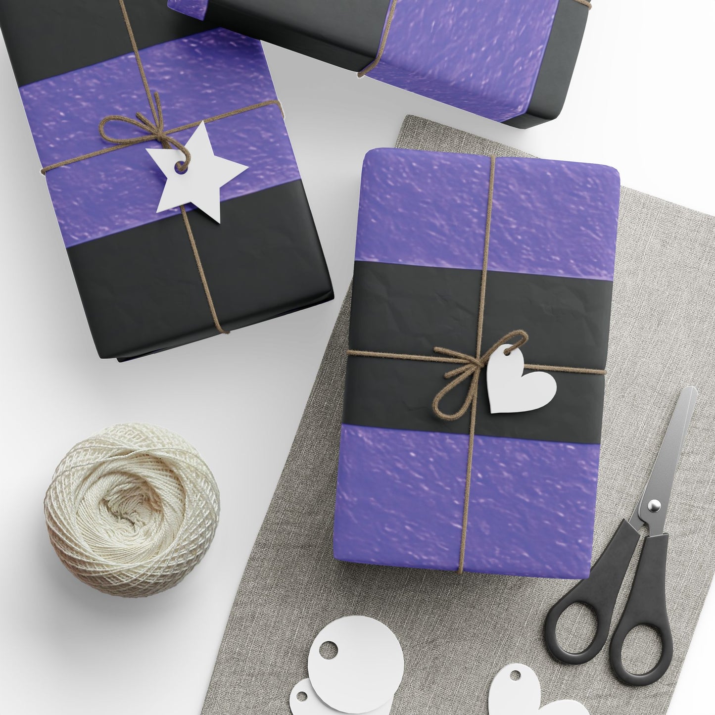 Black and Purple Striped Luxury Wrapping Paper – Glossy or Matte Finish, Durable 90gsm