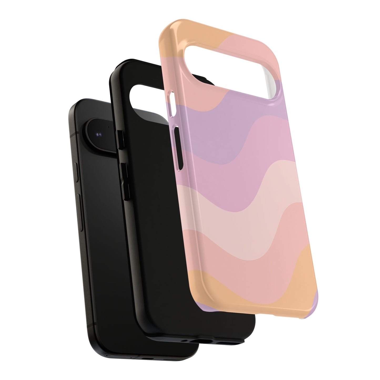 Retro Sunset Wave Phone Case – Groovy Pastel Abstract Design