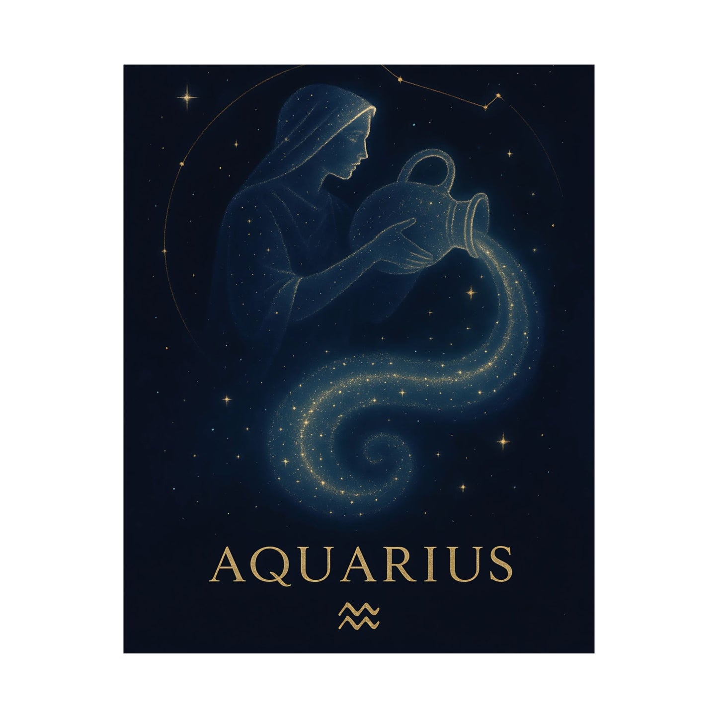 Aquarius Zodiac Constellation Matte Poster – Celestial Water Bearer Astrology Wall Art Print (Multiple Sizes)
