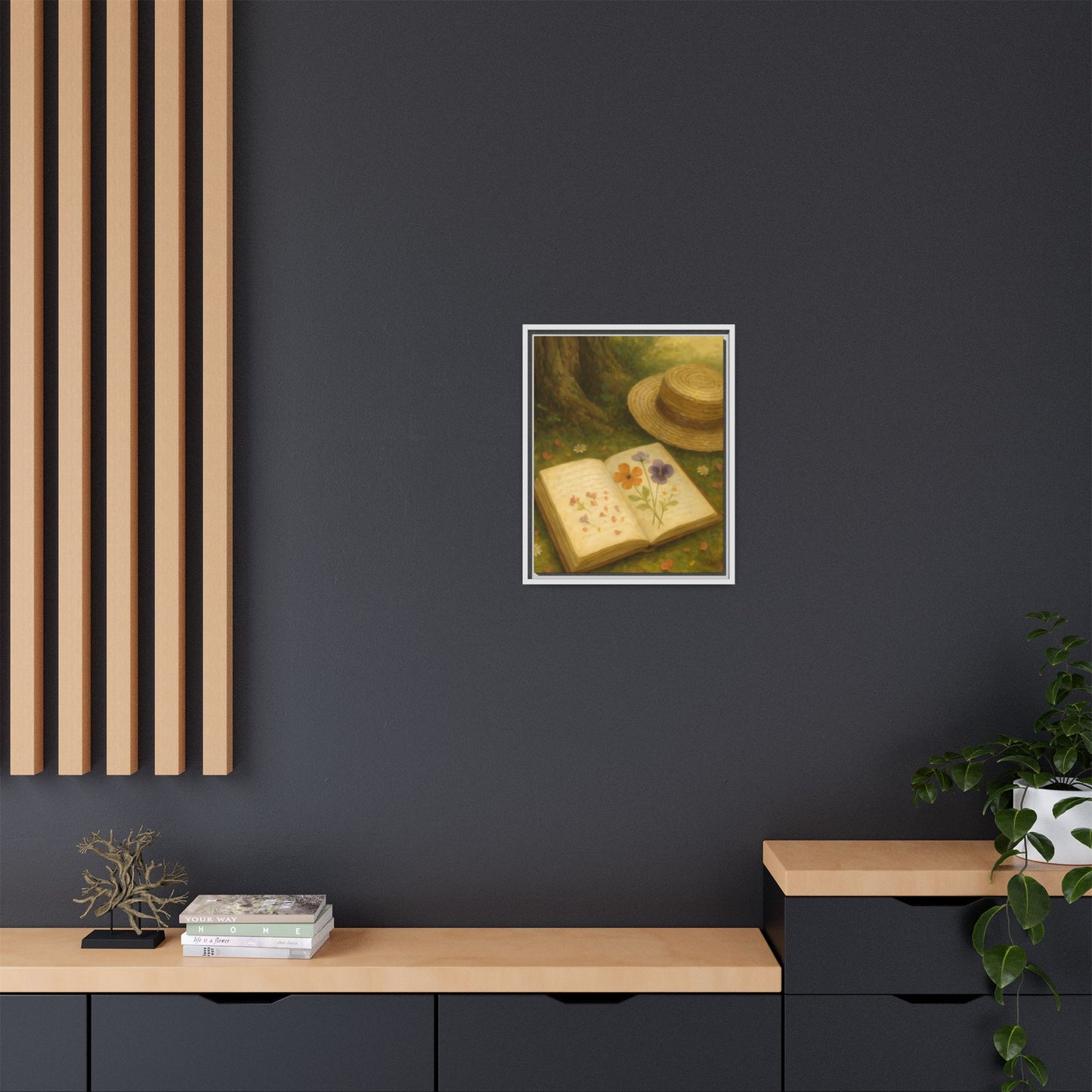 Pressed Flowers in the Shade – Framed Matte Canvas Nature Scene