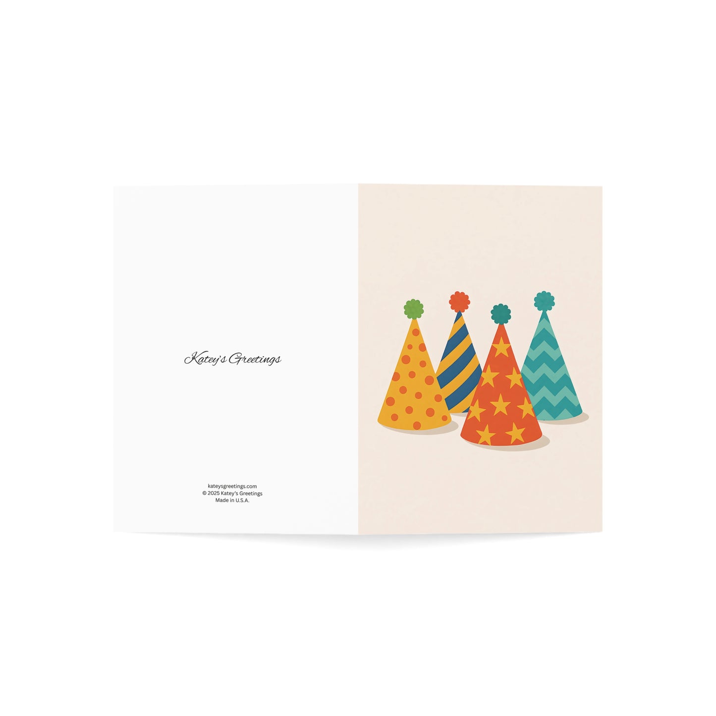 Colorful Party Hats Birthday Card – Fun Celebration Greeting with Envelope