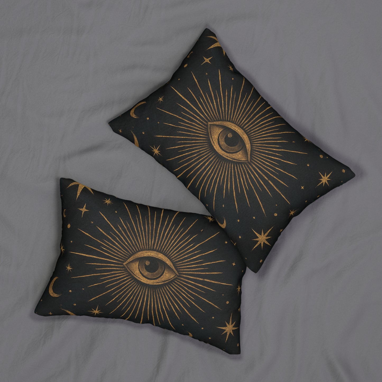Mystic Eye & Celestial Lumbar Pillow – Boho Starry Night Throw Pillow