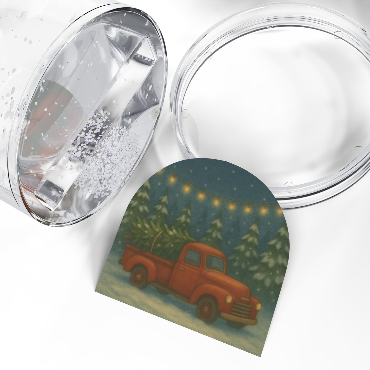 Vintage Red Truck Christmas Snow Globe – Festive Holiday Keepsake with Glitter Snowfall