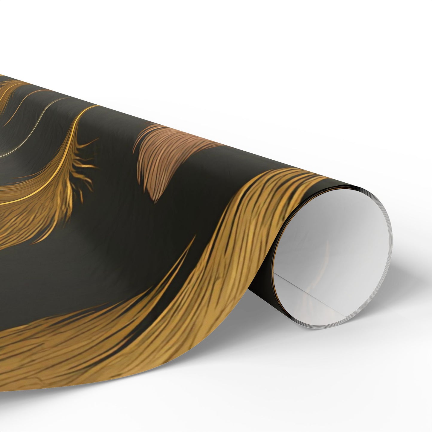 Luxury Feather Print Wrapping Paper – Metallic Gold, Bronze & Silver Design