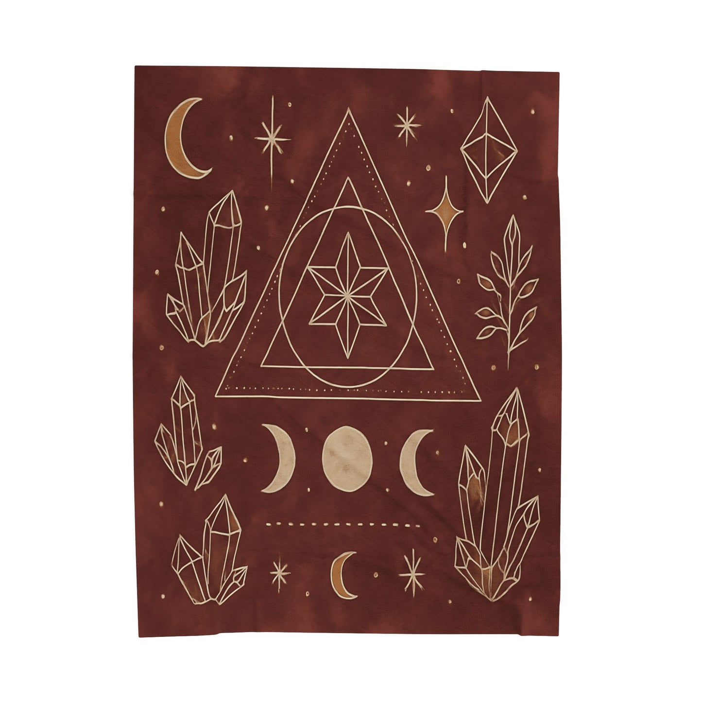 Mystic Celestial Crystal Plush Blanket – Boho Geometric Velveteen Throw for Adults