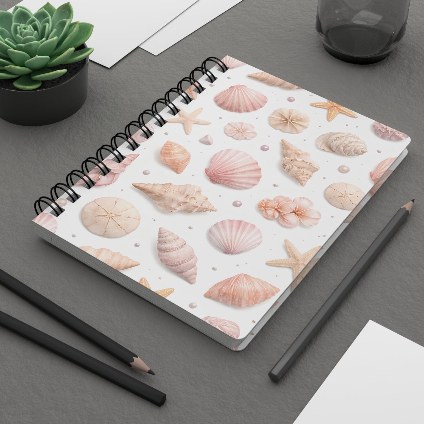 Seashell Spiral Journal — Coastal Shell Pattern Notebook for Beach Lovers