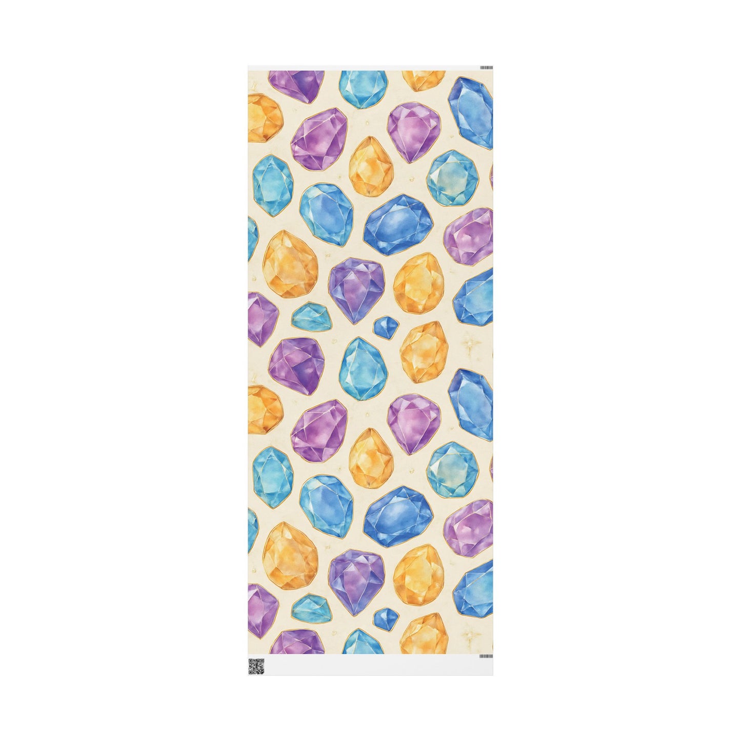 Colorful Gemstone Wrapping Paper – Luxury Gift Wrap with Jewel Print in Glossy or Matte Finish.
