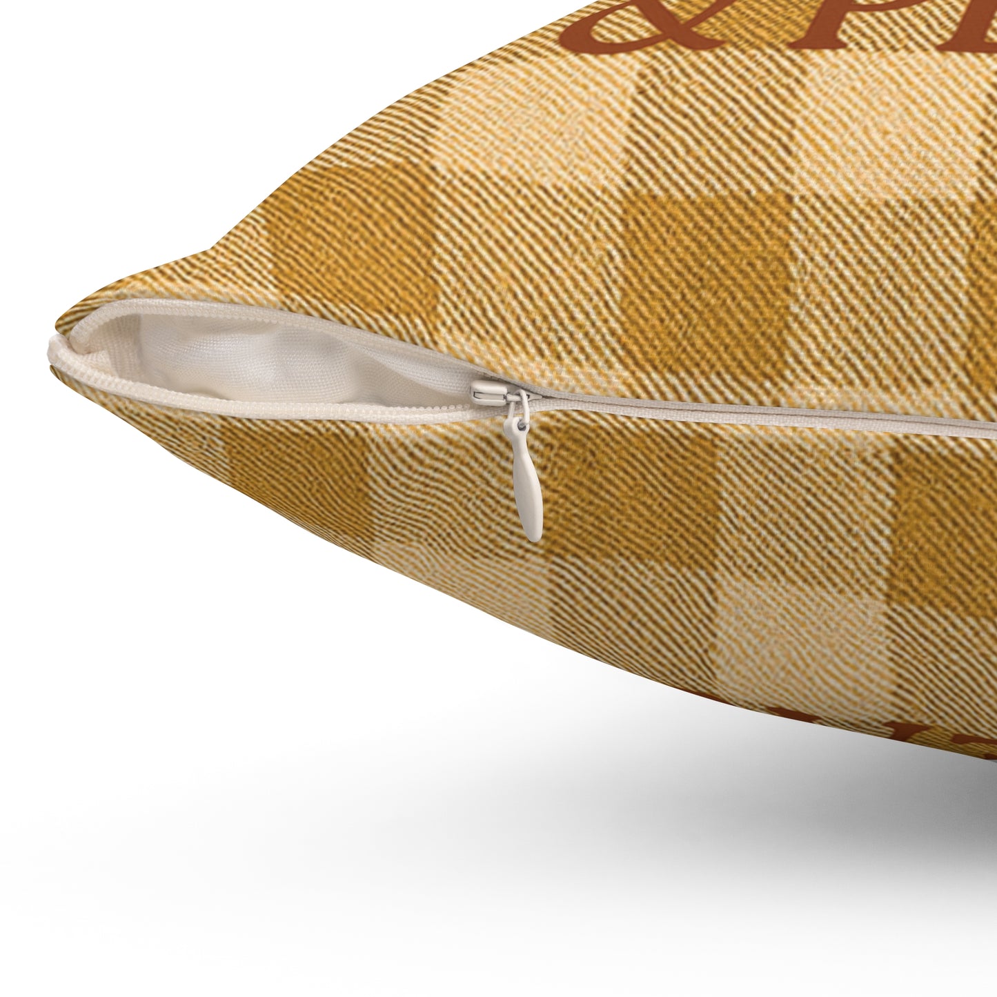 Positivity, Pumpkins & Peace Fall Throw Pillow – Cozy Autumn Plaid Cushion with Pumpkins