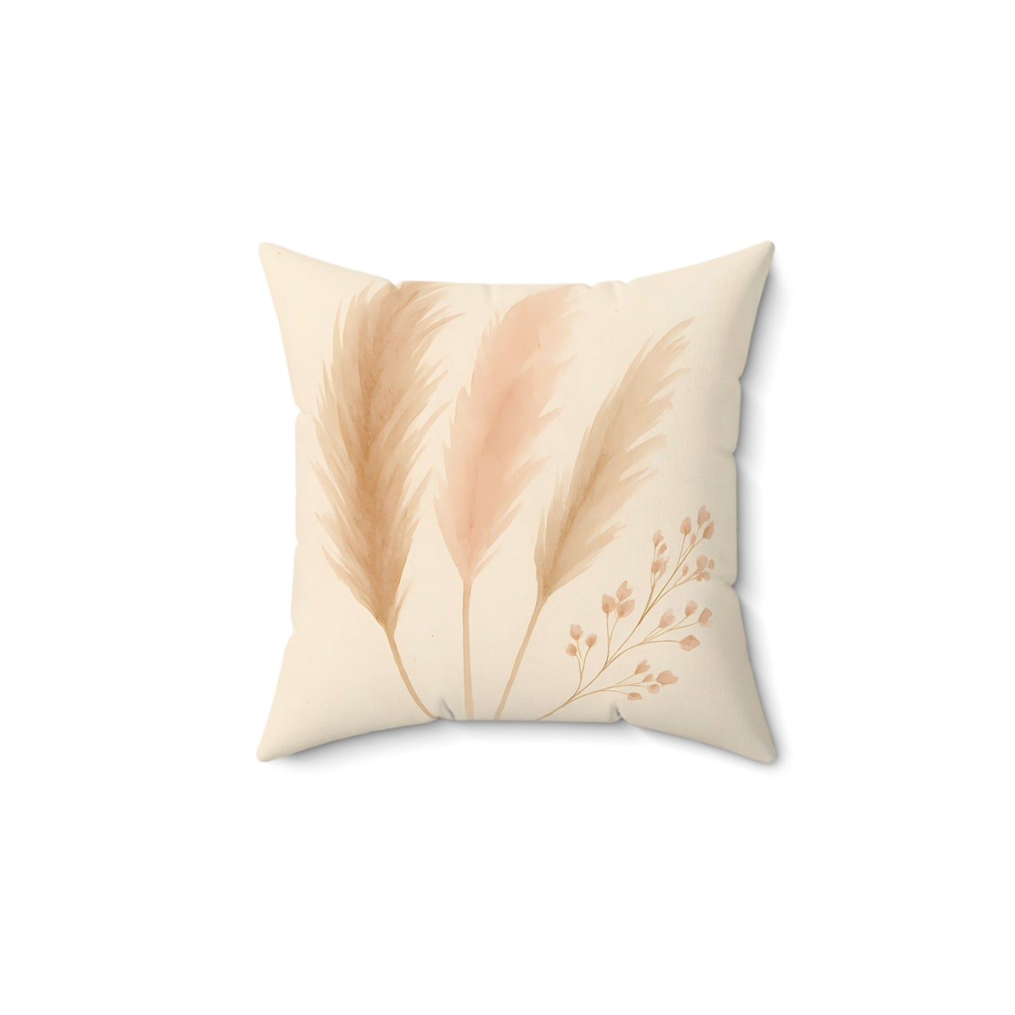 Neutral Pampas Grass Throw Pillow - Minimalist Boho Decorative Cushion with Double-Sided Print