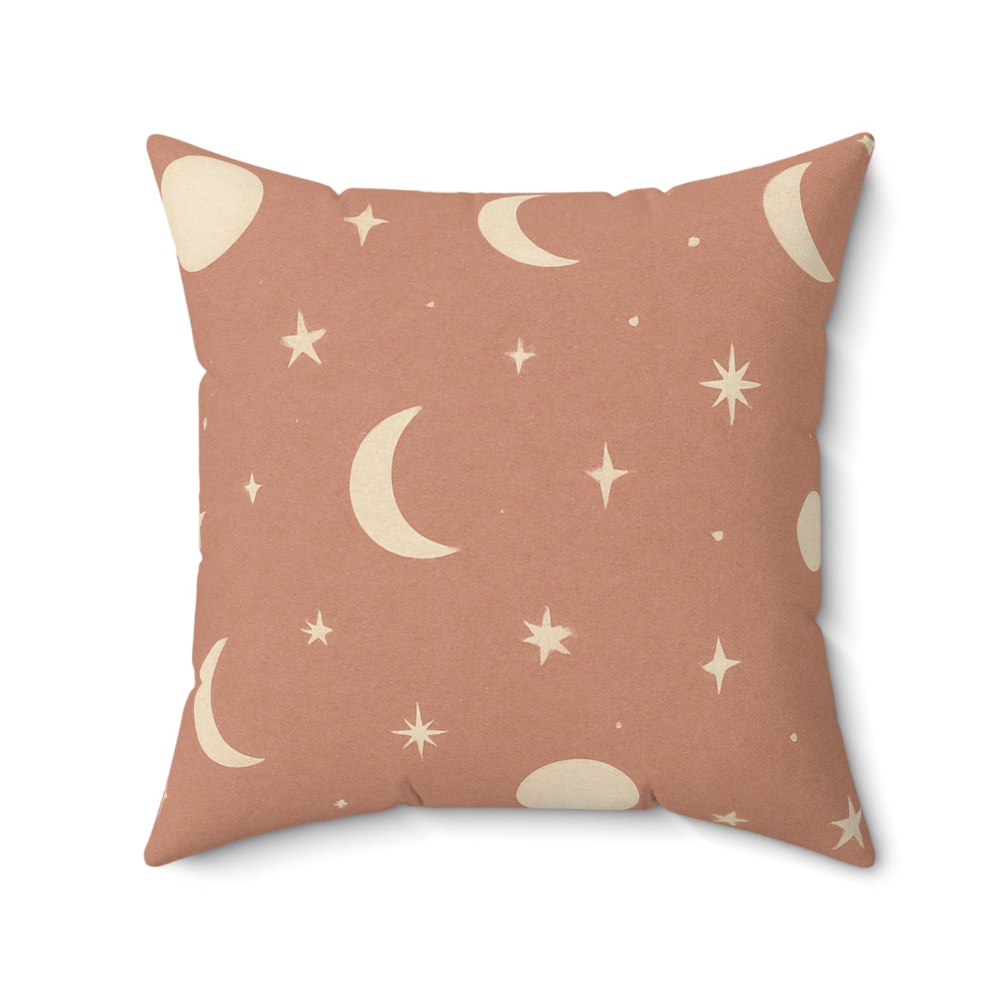 Blush Moon & Stars Throw Pillow - Celestial Boho Decorative Cushion with Double-Sided Print