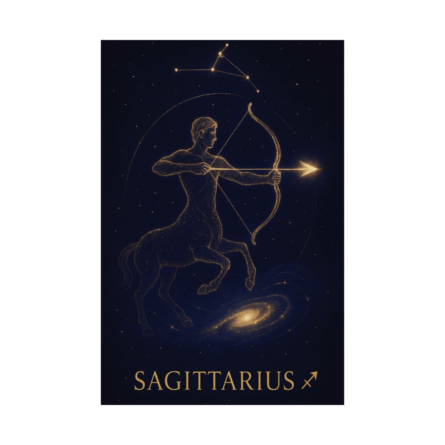 Sagittarius Zodiac Constellation Matte Poster – Golden Archer Astrology Wall Art Print (Multiple Sizes)