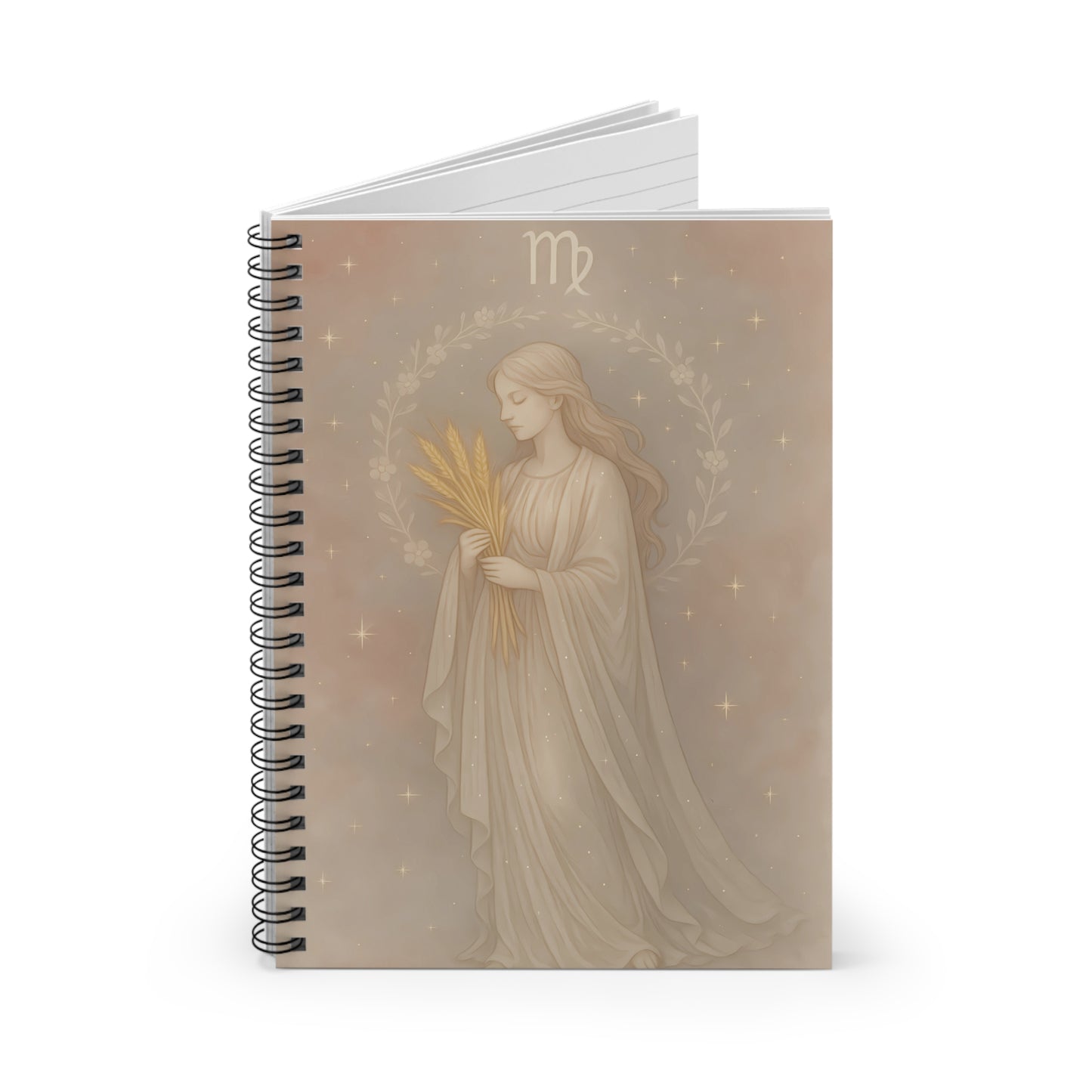 Virgo Zodiac Galaxy Spiral Notebook – Celestial Astrology Journal with Starry Virgo Maiden (6" x 8", 118 Pages)