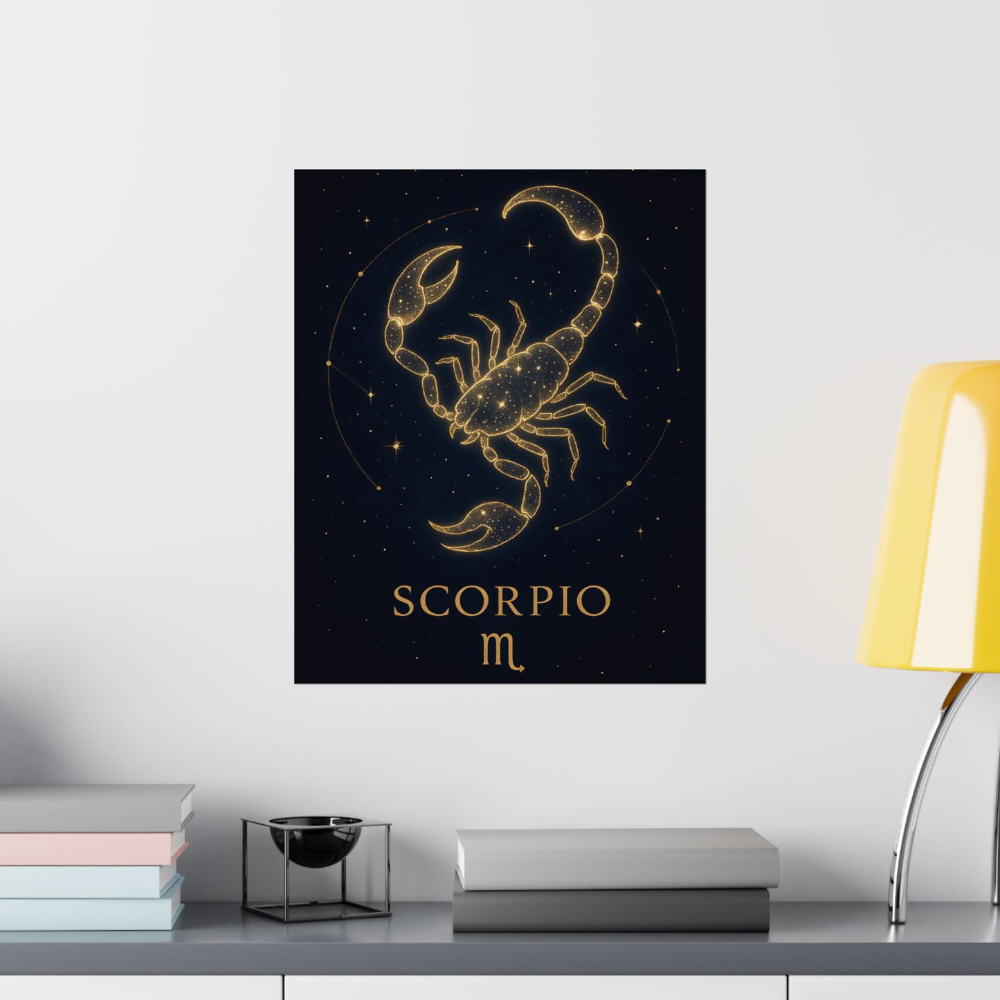 Scorpio Zodiac Constellation Matte Poster – Golden Scorpion Astrology Wall Art Print (Multiple Sizes)