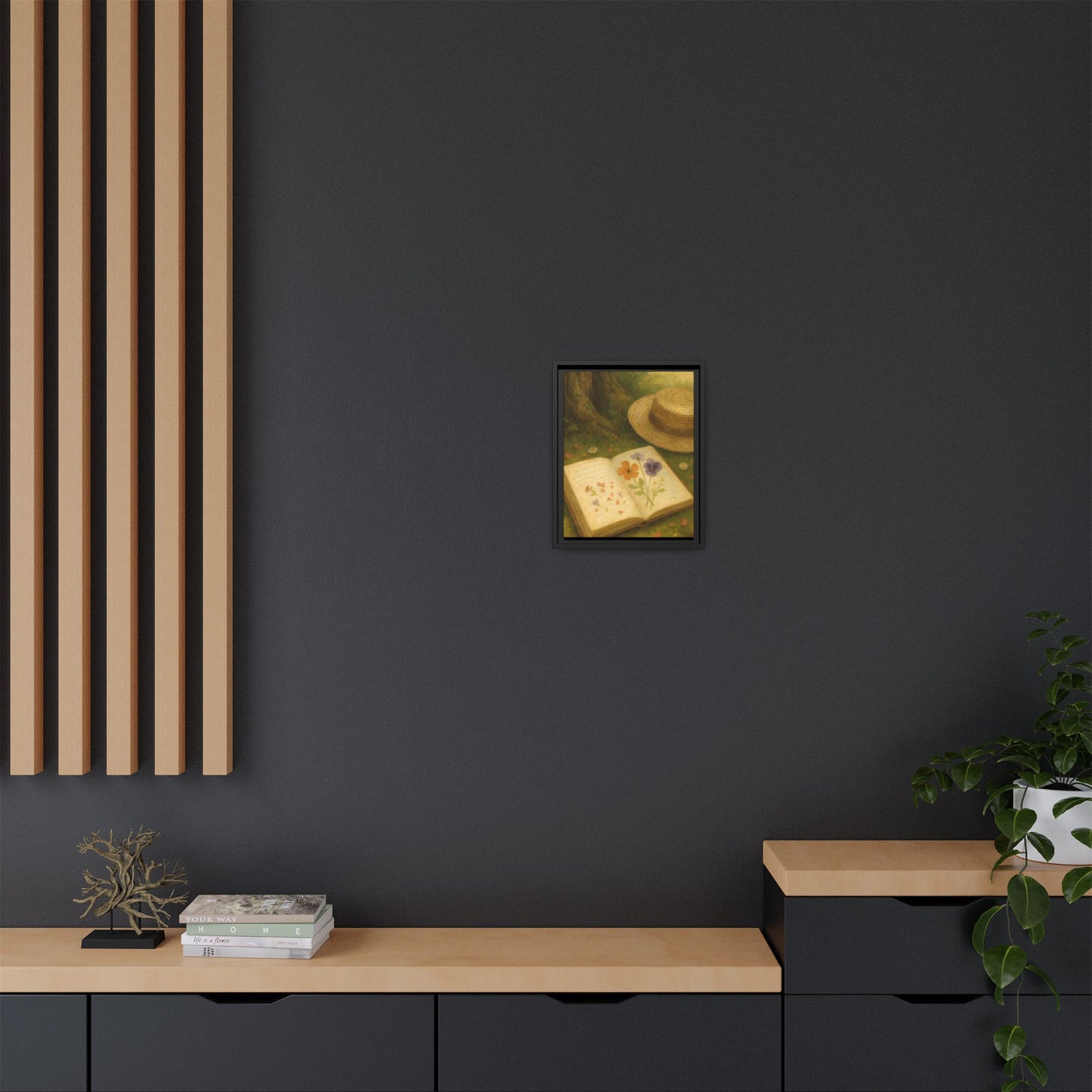 Pressed Flowers in the Shade – Framed Matte Canvas Nature Scene