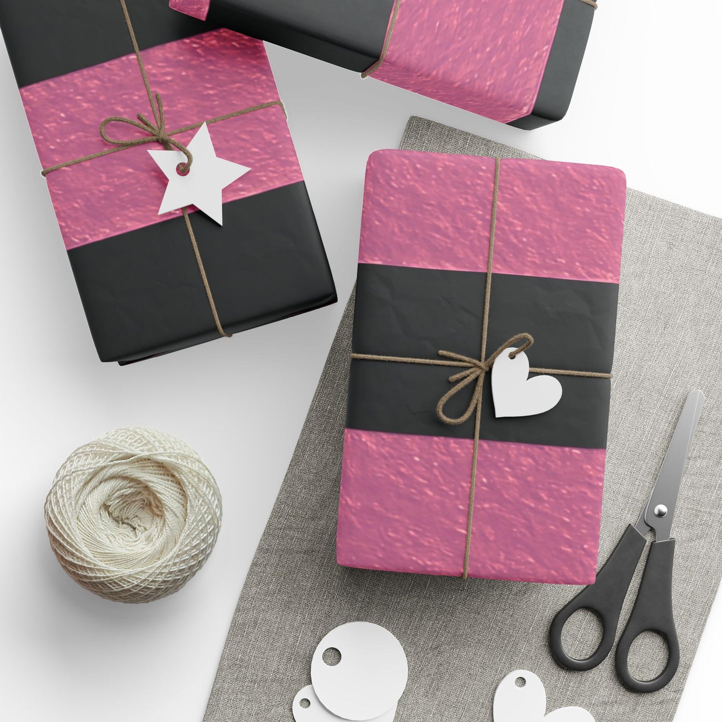 Black and Pink Striped Luxury Wrapping Paper – Glossy or Matte Finish, Durable 90gsm