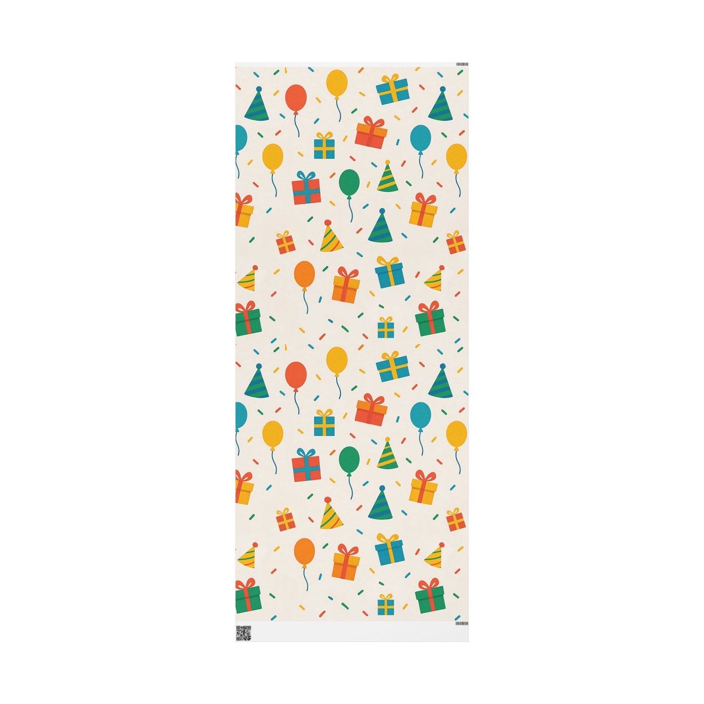 Colorful Birthday Party Wrapping Paper – Balloons, Gifts & Confetti on Cream Background