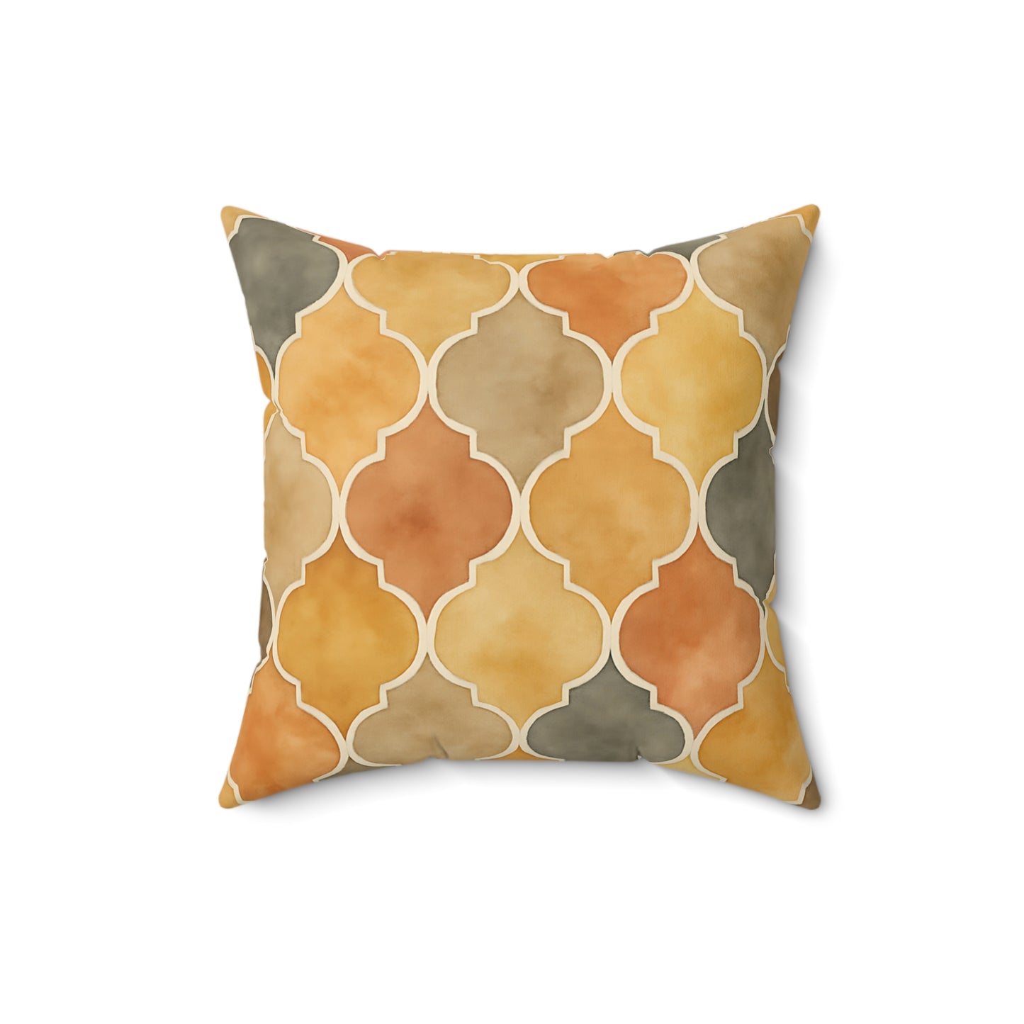 Warm Moroccan Tile Throw Pillow - Earth-Toned Decorative Cushion with Double-Sided Print